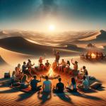 DALL·E 2023-11-12 14.24.36 - A photorealistic image of a beer party in the desert. The scene captures a group of people, diverse in gender and ethnicity, enjoying a festive gather.png